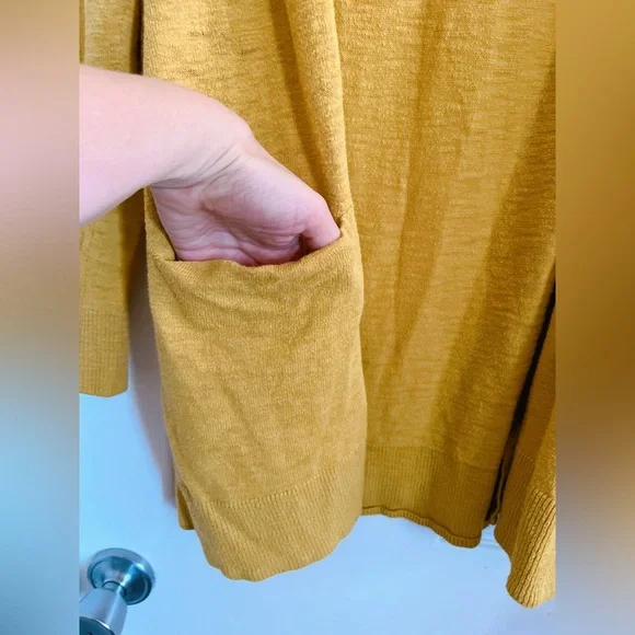 Madewell S summer ryder cardigan slouchy sweater long sleeve mustard cotton - Picture 6 of 11